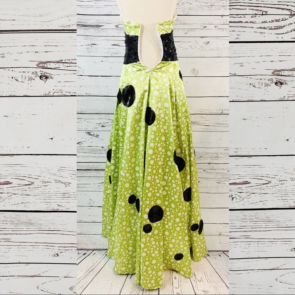 Party Time Green white black sequin dot formal - Picture 3 of 7